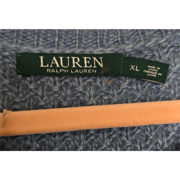 Ralph Lauren Womens Sweater XL Blue Alpaca Wool Textured Preppy Coastal Heritage - Picture 2 of 7